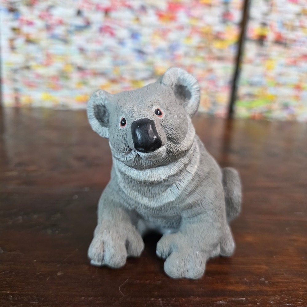 Vintage 1982 Don James Signed Koala Bear Figurine Gray Art Pottery Animal Decor